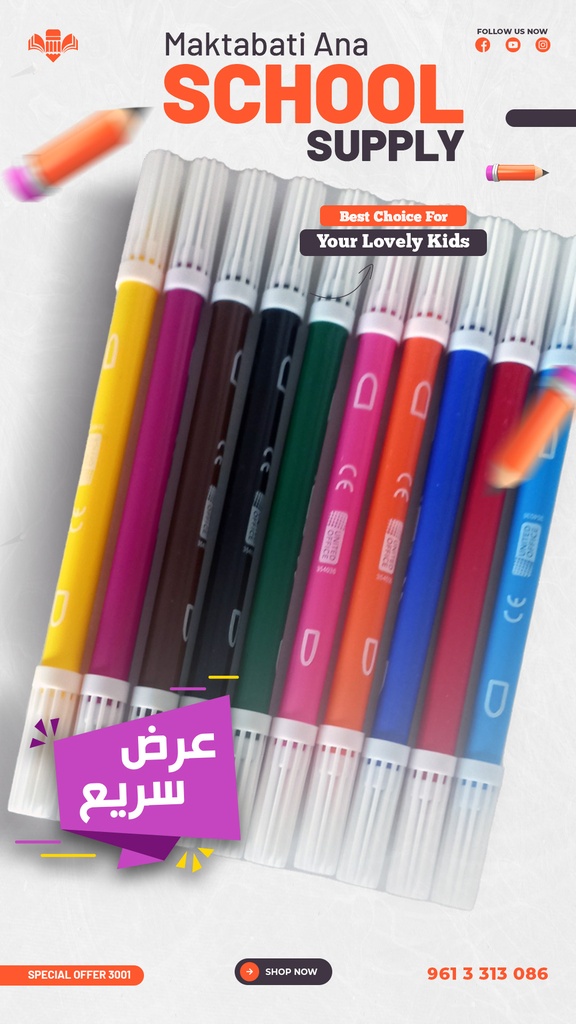 2 head colored felt pen