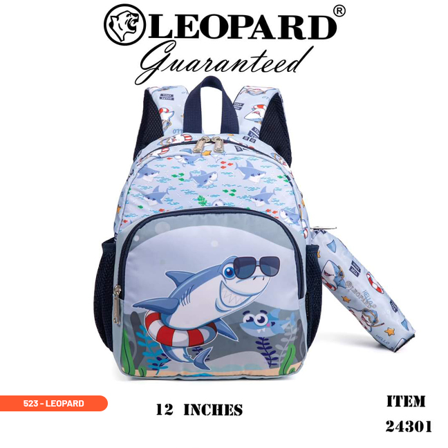 LEOPARD BACKPACK WITH PHOTO FOR CHILDREN LIGHT BLUE-24301