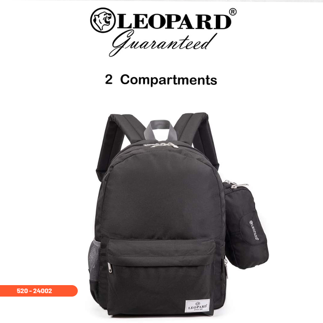 LEOPARD BACKPACK 2 COMPARTMENT 2 PIECES