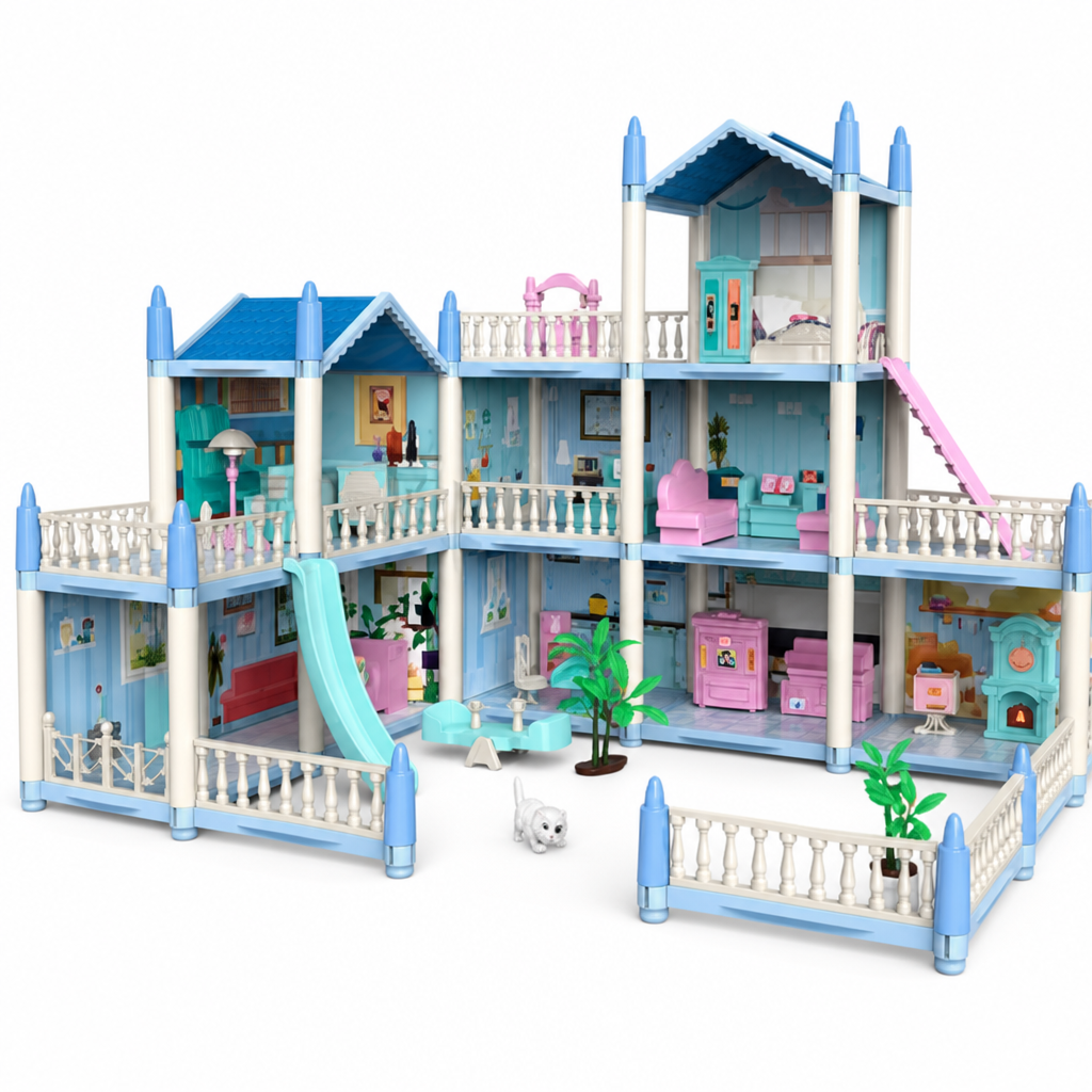 Maison de rêve bleue 3 étages+toboggan / بيت أحلام أزرق 3 طوابق مع زحليقة