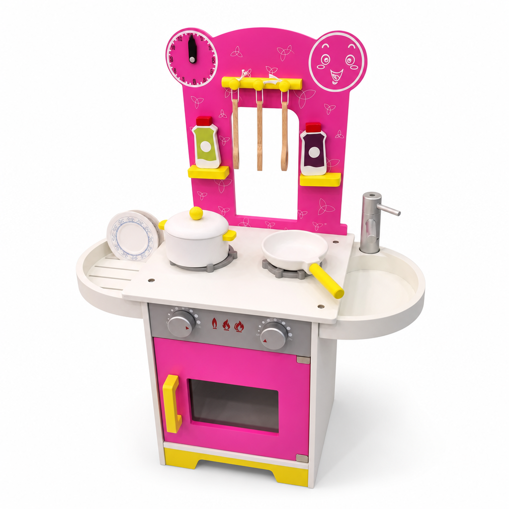 Cuisine en bois rose/jaune 74cm / مطبخ خشبي زهري/أصفر 74سم