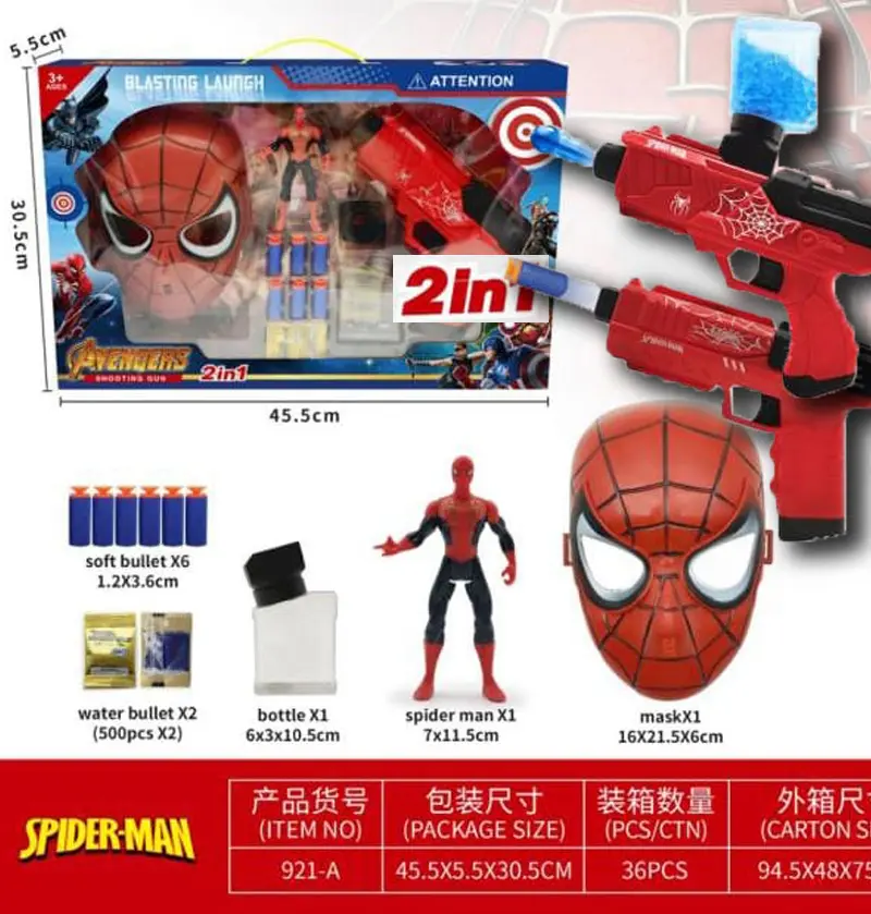 [TH3508-114] Set Blaster Spider-Man 2en1 avec masque / طقم بلاستر سبايدرمان 2 في 1 مع قناع