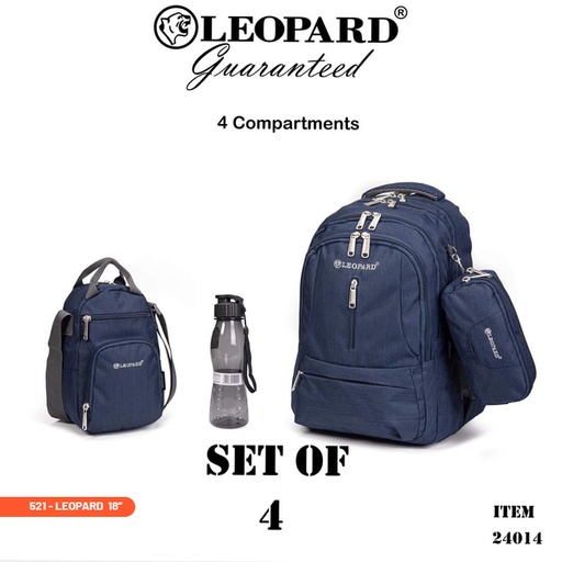 [521] LEOPARD BACKPACK 24014- 4 COMPARTMENT 4 PIECES