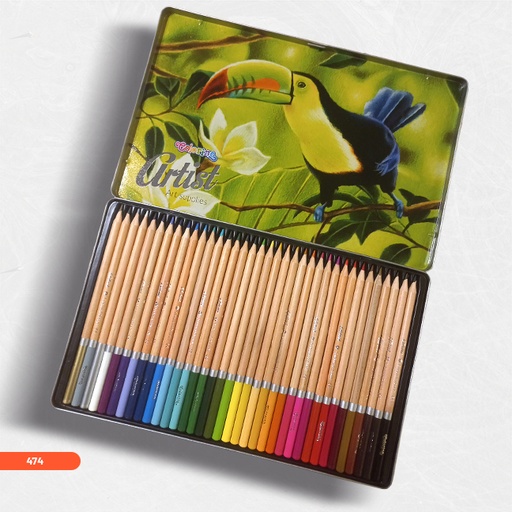 [474] COLORING ARTISITE 36 PENCILS METALLIC BOX