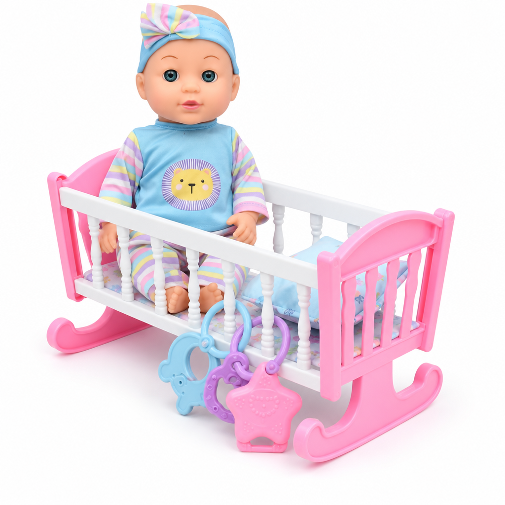 [TH3508-163] Poupée bébé avec berceau / دمية بيبي مع سرير