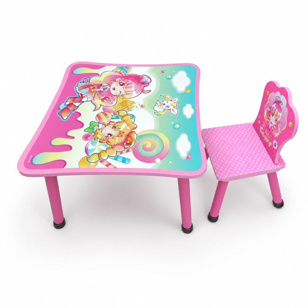[TH4066-11] Table+chaise enfant rose 60cm / طاولة وكرسي أطفال زهري 60سم