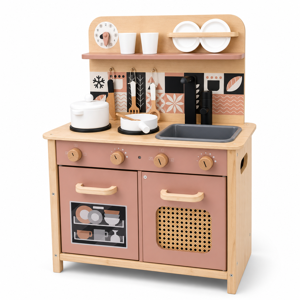 [TH4066-2] Cuisine en bois rose moderne 82.5cm / مطبخ خشبي زهري عصري 82.5سم