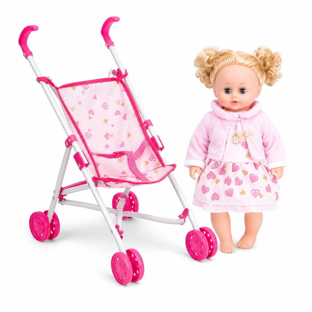 [TH3509-8] Poupée bébé 16"+poussette / دمية بيبي 16 إنش مع عربة