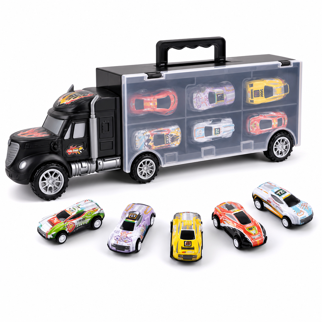 [TH3508-3] Camion course avec 6 voitures / شاحنة سباق مع 6 سيارات